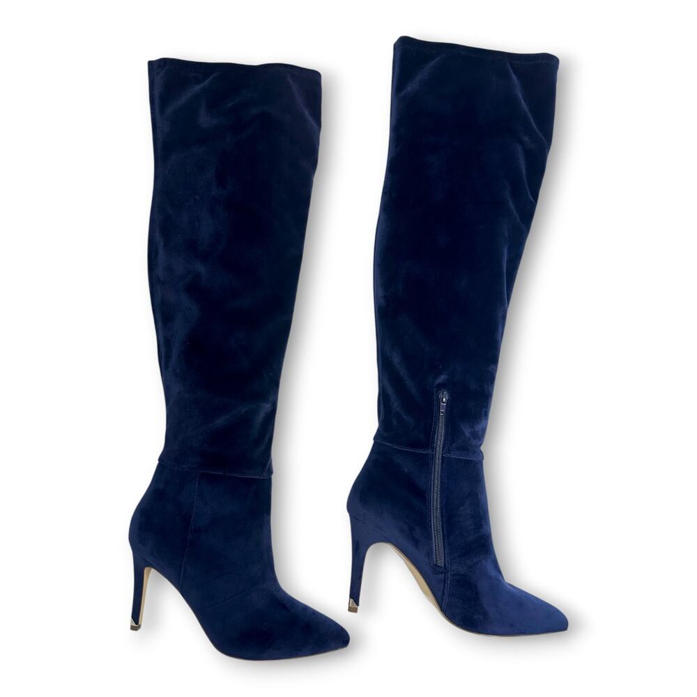 Call It Spring Rosenman Navy Blue Velvet Over The Knee Winter Boots US 10 EU 41